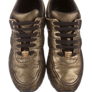 Chanel sneakers metallic gold brown CC US 9 IT 39